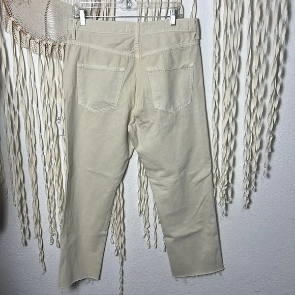 AMO Loverboy Distressed High Rise Denim in Vintage White Size 31 Button Fly - Picture 6 of 15